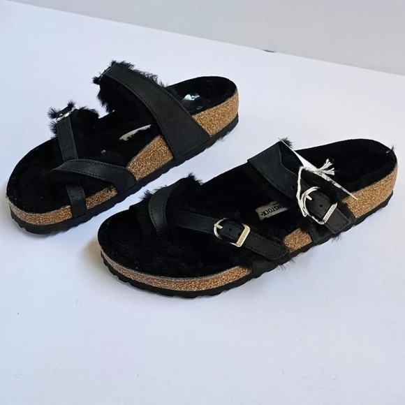 Birkenstock Mayari Shearling Sandal Women\'s Size 8 EU 39 Black